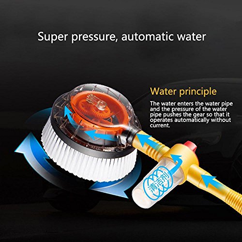 KOBWA Car Wash Brush Length-Adjustable Auto Rotating Pressure Car Washing Brush Kit, Spray Water Clean Tool with Soap Reservoir Home Cleaning Tool