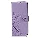 Mavis's Diary Galaxy S7 Edge Wallet Case Fashion Floral Butterfly Embossed PU Leather Magnetic Flip Cover Card Holders & Hand Strap for Samsung Galaxy S7 Edge with Bling Dust Plug & Pen (Violet)