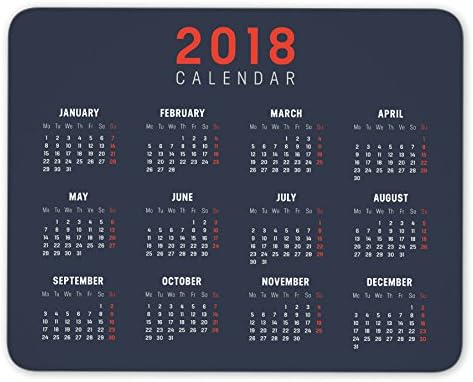 Year 2018 minimalist calendar Mouse pad gaming mouse pad Mousepad Nonslip Rubber Backing
