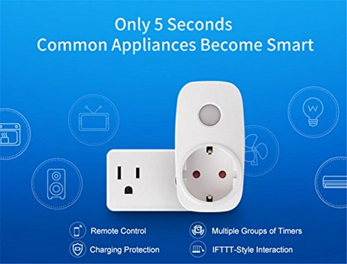 Broadlink SP3S Wi-Fi Smart Timer Plug With Energy Monitoring,Wireless Remote Control Socket with Night Light Energy Meter Home Automation