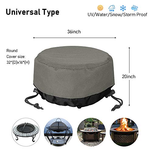 Fire Pit Cover 36 inch, Heavy Duty Round Patio Fire Bowl Cover