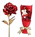 MOJA® 3 Gold Foil Rose Bouquet with Lovely Bear In A Gift Box. Best Gift for Birthday, Valentine's Day, Mother's Day, Anniversary