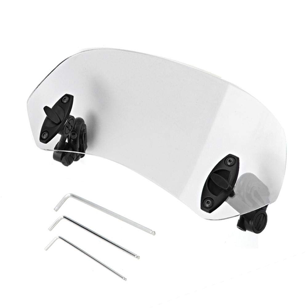 Universal Motorcycle Windscreen,Adjustable Clip On Transparent Windscreen Wind Deflector Windshield Accessories