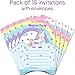 Papery Pop Unicorn Birthday Invitations with Envelopes (15 Count) - Kids Magical Birthday Party Invitations for Girls