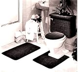 Madison Industries 5 Piece Rug and Toilet Tank Set, Black