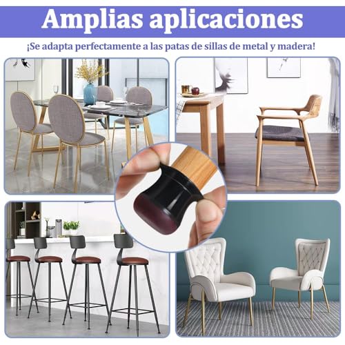 Ansible 16 Piezas Protectores para Patas de sillas, Silicona Antideslizantes para Muebles，Protección el Suelos Duros，Almohadilla de Fieltro，Protección Integral, Negro Pequeño(Ajuste 14-20mm)