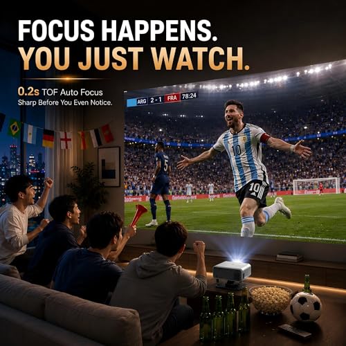 【Now with Netflix & 4500 ANSI】Smart 4K Projector with WiFi and Bluetooth, Auto Focus & Keystone Portable Outdoor Projector, AuKing Home Theater Proyector with Adjustable Stand(Grey)