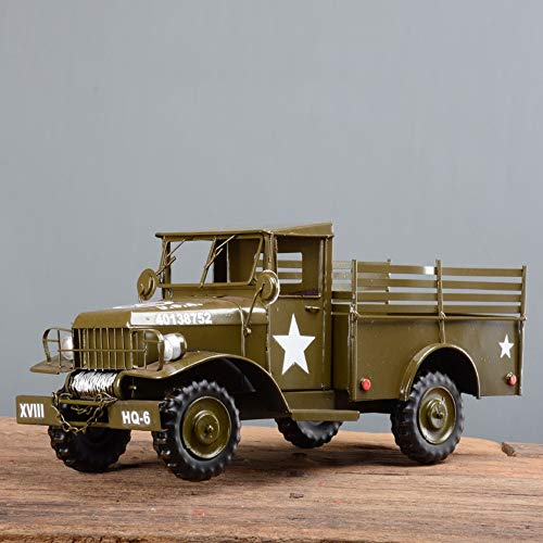 MQW Retro Iron Art Collection of Military Vehicles Model Ornaments Home Crafts Creative Photography Props 45 18 20cm Delicate and Beautiful