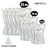 Cruise Flask Concealable and Reusable Kit - Sneak Alcohol Anywhere - 4 x 32 oz + 2 x 16 oz + 2 x 8 oz + 1 Funnel