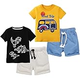 BIBNice Toddler Boy Summer Clothes Outfits Kids Cotton Short Sleeve Shirt Shorts Set 2-7 Years
