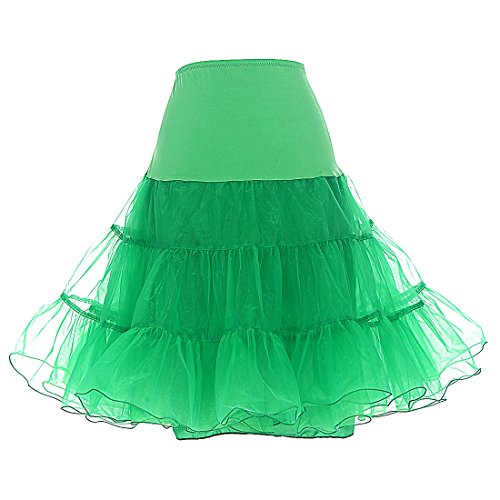 DRESSTELLS Women s Vintage Rockabilly Petticoat Skirt Tutu 1950s Underskirt Green L