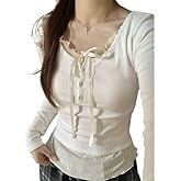Y2K Coquette Shirts Girly Lace Patchwork Tight Crop Tops Women Fairycore Aesthetic Baby Tee Bow Tie Cutecore Clothes