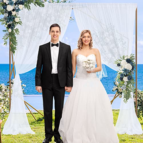 White Sheer Backdrop Curtain for Parties, 10ft X 10ft White Tulle Backdrop Curtain for Wedding Birthday Party Ceremony Fabric Backdrop Drapes for Home Decoration