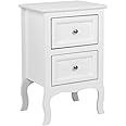 Bonnlo White Nightstand with 2 Drawers, Night Stands for Bedrooms, Small Bed Side Table/White Night Stand with Drawers for Small Spaces, College Dorm, Kids’ Room, Living Room, French, 16W x 12D x 24H