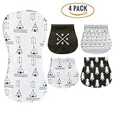 Organic Baby Burp Cloth and Convertible Bib Set (4-Pack) Natural Cotton | Feeding, Teething, Drooling | Infants, Toddlers | Unisex Boys and Girls | Super Absorbent