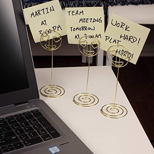 LOSTRONAUT Place Card Holders Table Number Holder - Picture Holder Stand | 20 Pack Heart Eyes Emoji Number Stands for Wedding, Business Card Display, Reserved Sign, Photo Display, Memo Clip (Gold)