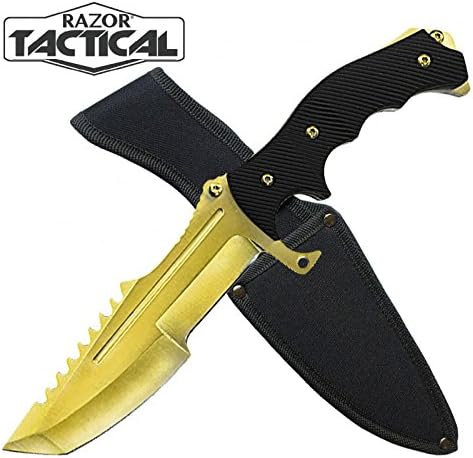 11'' GOLDEN FIXED BLADE HUNTING KNIFE WITH SHEATH