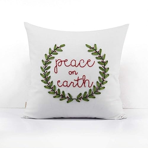 Amazon Com Christmas Cotton Pillow Peace On Earth Holiday