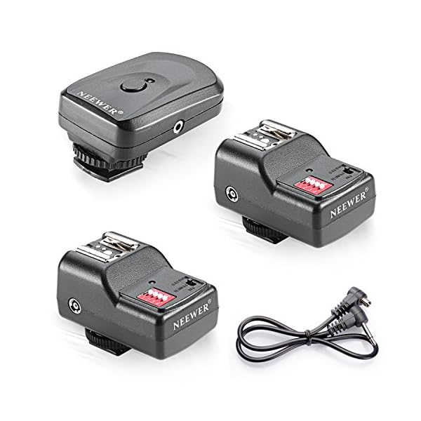 Neewer 16 Kanal Wireless FM Speedlite Funkauslöser mit 2,5 mm PC Empfänger für Speedlite Einheiten mit Blitzschuh