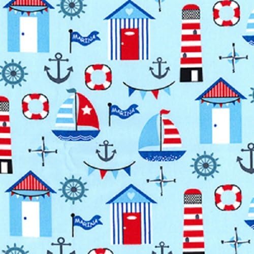 100% Cotton Poplin Fabric - Stork Sugar-Skull Nautical Lobster or VW Camper (Half Metre Nautical)