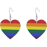 Rainbow Pride Earrings for Women LGBT Pride Gay Lesbian Bisexual Earrings Colorful Acrylic Heart Y2k Jewelry Accessories