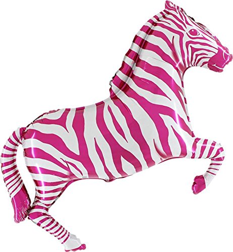 33 Inch Pink and White Zebra Shaped Foil Balloon (CS30)