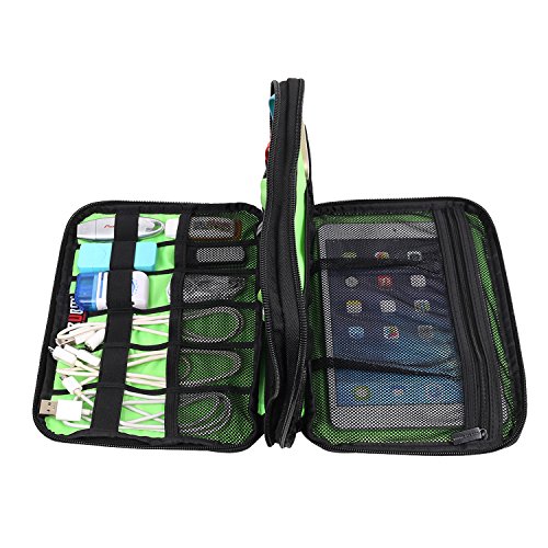 BUBM Travel Cable Organizer, Universal Electronic Accessories Bag Gear Storage Bag for Cord, USB Flash Drive, Earphone and More, Perfect Size for iPad Mini (Medium, Black)