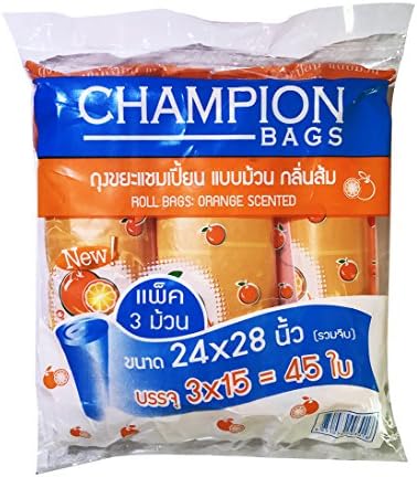 Roll Trash Bags Orange Scented Waste Bin 8-9 Gallon Size 24"x 28" (45)