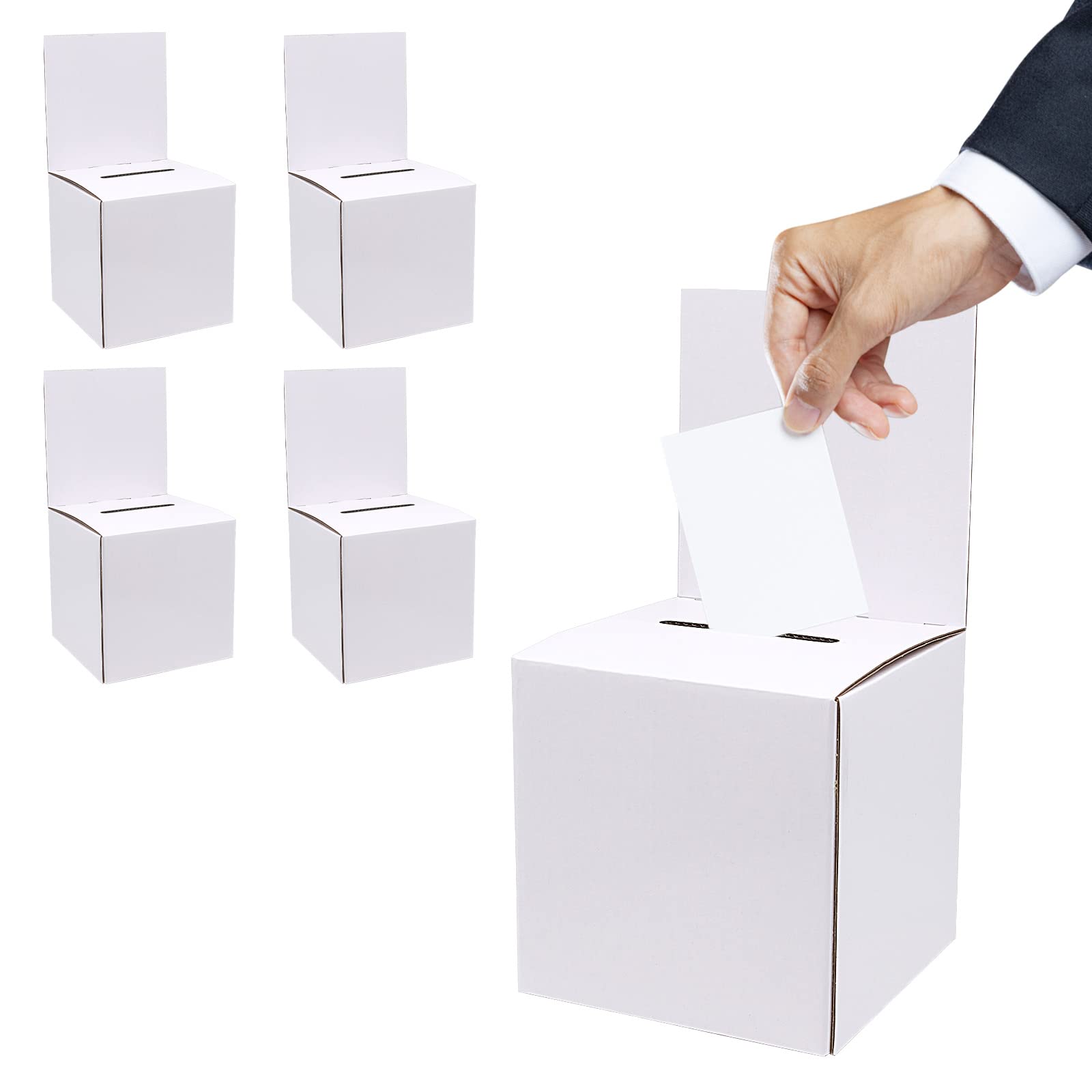 5 Pack Suggestion Box, Donation Ballot Boxes with Slot & Removable Header, Charity Collection Box for Fundraising Tickets Suggestion Collecting Business Card Voting Contest (5.9'' x 5.9'' x 5.9'')