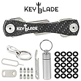 KeyBlade Carbon Key Holder Keychain- Smart Compact Pocket Keys Organizer Up to 24 Keys- Lightweight & Durable- Free Bottle Opener, Carabiner, More- Made of Carbon Fiber & Stainless Steel