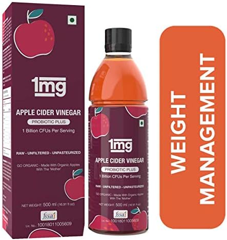 1mg Apple Cider Vinegar Probiotic Plus with The Mother of Vinegar - Raw Unfiltered Unpasteurized - 500 ML