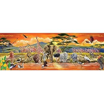 Melissa & Doug African Plains Safari Jumbo Jigsaw Floor Puzzle (Preschool, 100 Pieces, Over 4 Feet Long, Great Gift for Girls and Boys - Best for 3, 4, and 5 Year Olds)