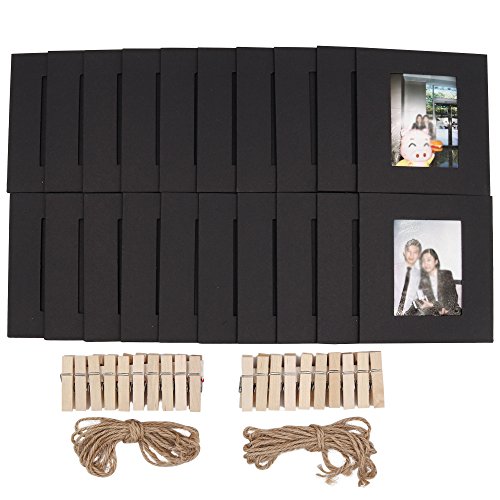 Ablus 20 Pcs Paper Photo Frame Set for Fujifilm Instax Mini 7s 8 8+ 25 26 50s 70 90 Instant Camera Film (Black)