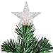 Goplus Pre-Lit Artificial Christmas Tree 8 Flash Modes Optical Fiber w/ 225 Multicolored LED Lights and Metal Stand (7ft)