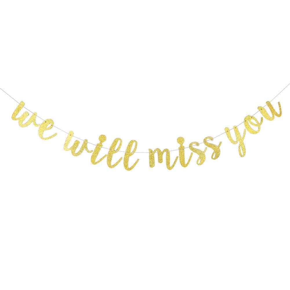 Gold Glitter We Will Miss You Banner Farewell Banners for Graduation Retirement Graduation Going Away Office Work Party