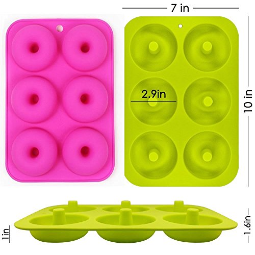 Silicone Donut Molds 2 Pack 6 Cavity Non-Stick Safe Baking Tray Maker Pan Heat Resistance BPA Free Donut Mold Muffin Cups Cake Baking Ring Biscuit Mold for Cake Biscuit Bagels by Meiso