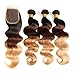 Ombre Brazilian Hair Body Wave 3 Tone Ombre Bundles Human Hair, 3 Ombre Hair Bundles With Closure Ombre Body Wave Ombre Bundles (T1B/4/27,20 22 24+18)