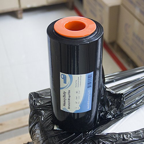 Jack&Sunny Stretch Wrap 9''x 1000 Ft 80 Gauge with 1 Pair of Plastic Hand Saver for Moving Shipping Packing Depot&Storage Industrial Hand stretch wrap film Clear (black with hand saver, 1-roll) - Thumbnail 3