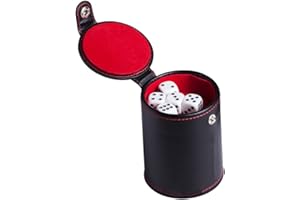 Dice Cups Leather Set - Solid Farkle Leather Cup,Shaker with Storage Compartment Dampen Noisy Dice Rolling for Game Family Ga