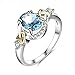 Women's Jewelry Hot Sale Platinum Circular Bead Cross Heart Blue Gemstone Wedding Ring