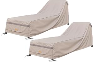 Garden Balsam Patio Chaise Lounge Cover Waterproof,Heavy Duty Outdoor Lounge Chair Covers,Beige Durable Patio Furniture Covers,2Pack,78L*34W*30Hinch