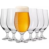 Krosno Lager Beer Glasses | Set of 6 | 16.9 oz | Harmony Collection | Perfect for Home, Restaurants and Pubs | Dishwasher Safe | Lead-Free Crystal Glass