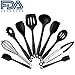 10Pcs/set Silicone Heat Resistant Kitchen Cooking Utensils spatula Non-Stick Baking Tool tongs ladle gadget by BonBon (black)
