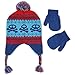 Disney Toddler Boys Jake and the Neverland Pirates Acrylic Winter Laplander Pom Hat with Satin Character Patch and Matching Gripper Mitten Set Blue, One Size