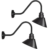 DENGNBJ 10" Outdoor Gooseneck Sign Lights, Farmhouse Fixtures, 2-Pack | Vintage wall-mounted design suits storefront signs, restaurants, shops, caf&eacute;s, awnings, and commercial entrances