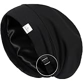 YANIBEST Silk Satin Bonnet Hair Wrap for Sleeping - Adjustable Stay on Silk Lined Slouchy Beanie Hat for Curly Hair and Braids