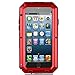 iPhone SE/5S/5 Case, Extreme Hard Military Heavy Aluminum Metal Armor Tank Gorilla Glass Shockproof Rainproof Water Resistant Weatherproof Port Protection Cover Case for iPhone SE/5S/5(red)