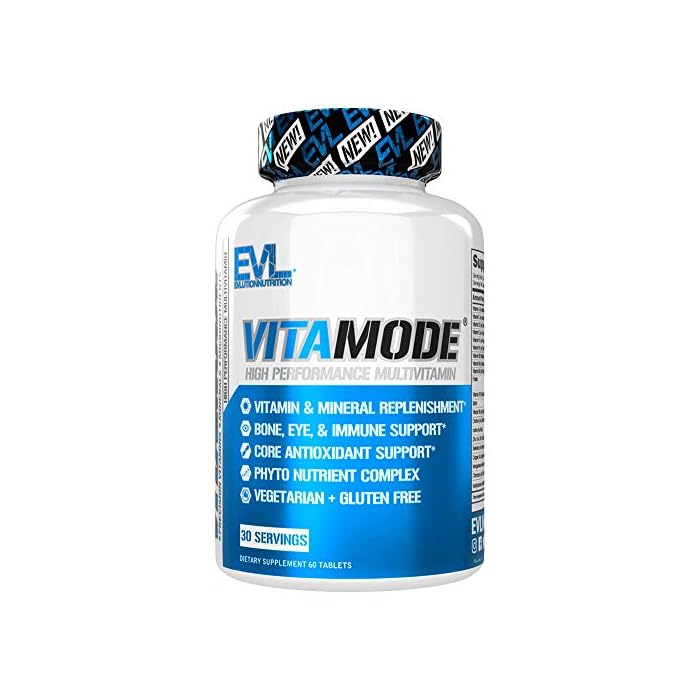 Evlution Nutrition VitaMode High Performance Men’s Multivitamin, Full Spectrum Vitamins & Minerals, Immune Health, Vitamin C & D, Zinc, Antioxidants, Skin, Hair, Bone, Eye Health, 120 Tablets, 60 Days
