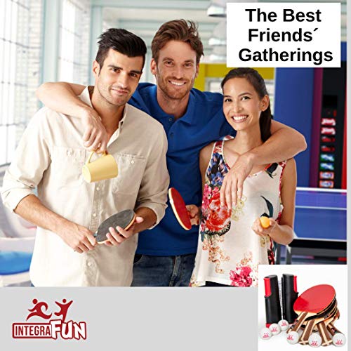 IntegraFun Pro Ping Pong Paddle Set with Ping Pong Net- Bracket Clamps,3-star Ping Pong Balls, Storage Case - Retractable Net and Post Set Adjustable to any Table - Indoor Outdoor Games for Family