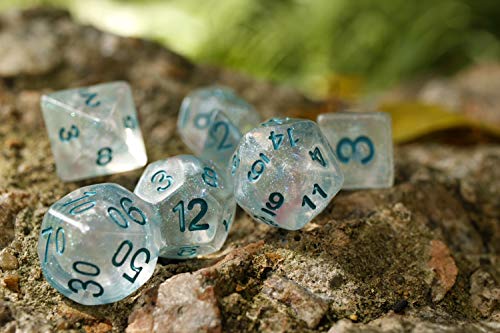 HD Dice DND RPG Polyhedral Dice Set for Dungeons and Dragons Pathfinder D&D MTG Role Playing Game Purple Transparent Dice with Color Changing Glitter 7-Die Group (Light Green)